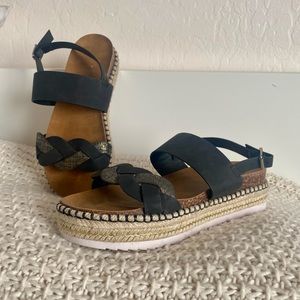 Black Espadrilles Flatform Sandals